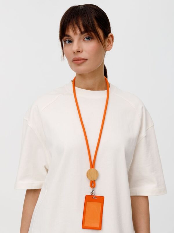 Шнурок для бейджа Tube Wood, оранжевый арт.20382.20