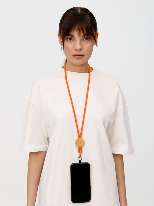 Шнурок для бейджа Tube Wood, оранжевый арт.20382.20