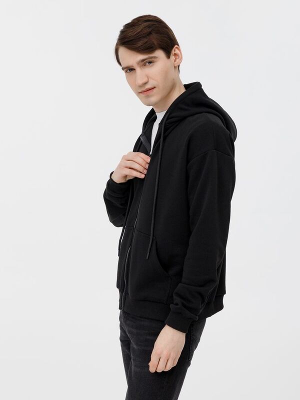 Толстовка унисекс оверсайз на молнии Zippy Terry, черная арт.19883.30