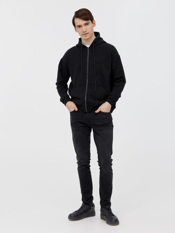 Толстовка унисекс оверсайз на молнии Zippy Terry, черная арт.19883.30