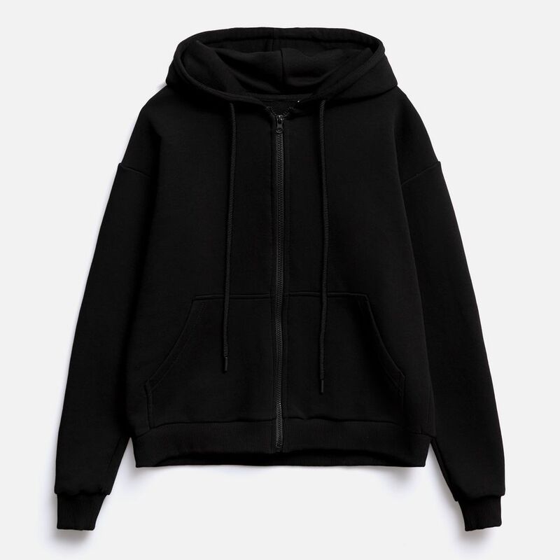Толстовка унисекс оверсайз на молнии Zippy Terry, черная арт.19883.30