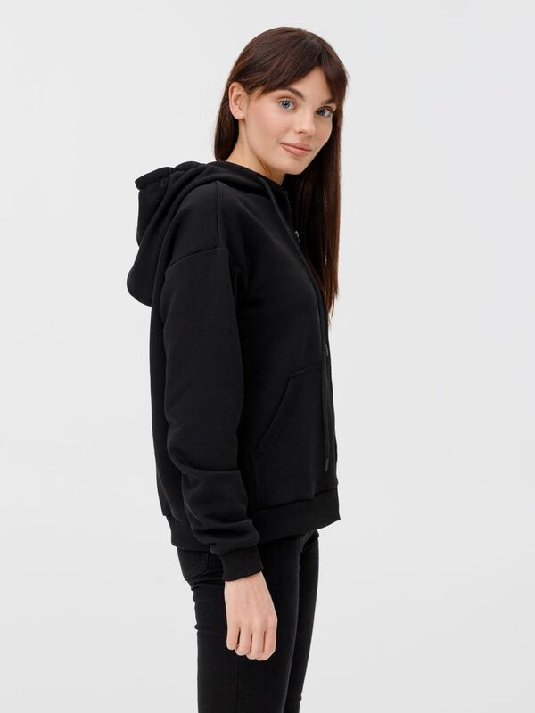 Толстовка унисекс оверсайз на молнии Zippy Terry, черная арт.19883.30