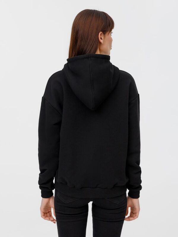 Толстовка унисекс оверсайз на молнии Zippy Terry, черная арт.19883.30