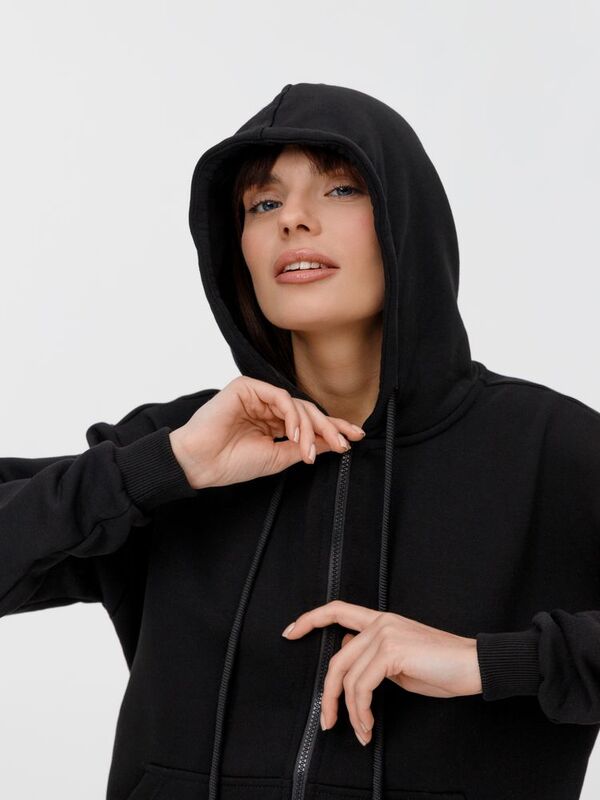 Толстовка унисекс оверсайз на молнии Zippy Terry, черная арт.19883.30