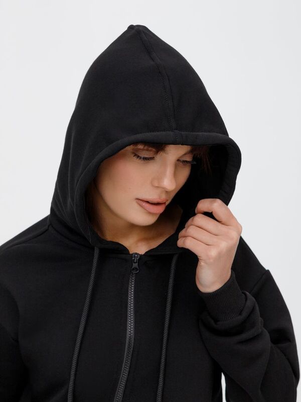 Толстовка унисекс оверсайз на молнии Zippy Terry, черная арт.19883.30