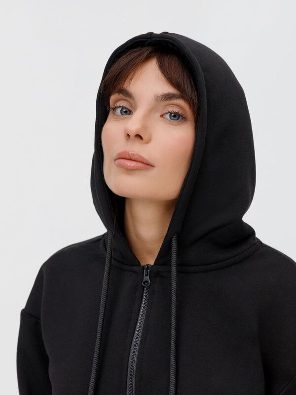 Толстовка унисекс оверсайз на молнии Zippy Terry, черная арт.19883.30