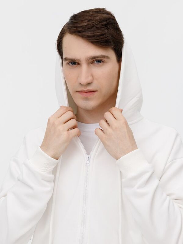 Толстовка унисекс оверсайз на молнии Zippy Terry, белая арт.19883.60