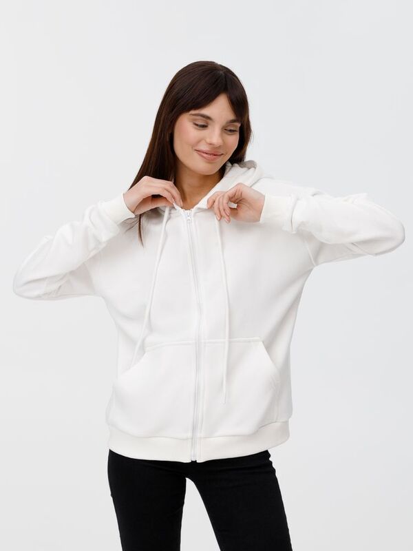 Толстовка унисекс оверсайз на молнии Zippy Terry, белая арт.19883.60