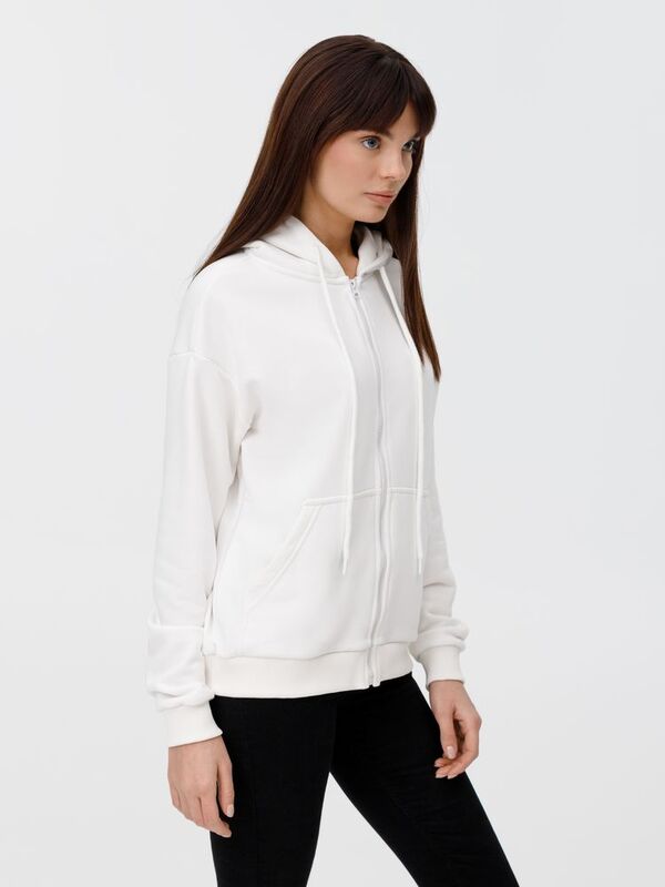 Толстовка унисекс оверсайз на молнии Zippy Terry, белая арт.19883.60