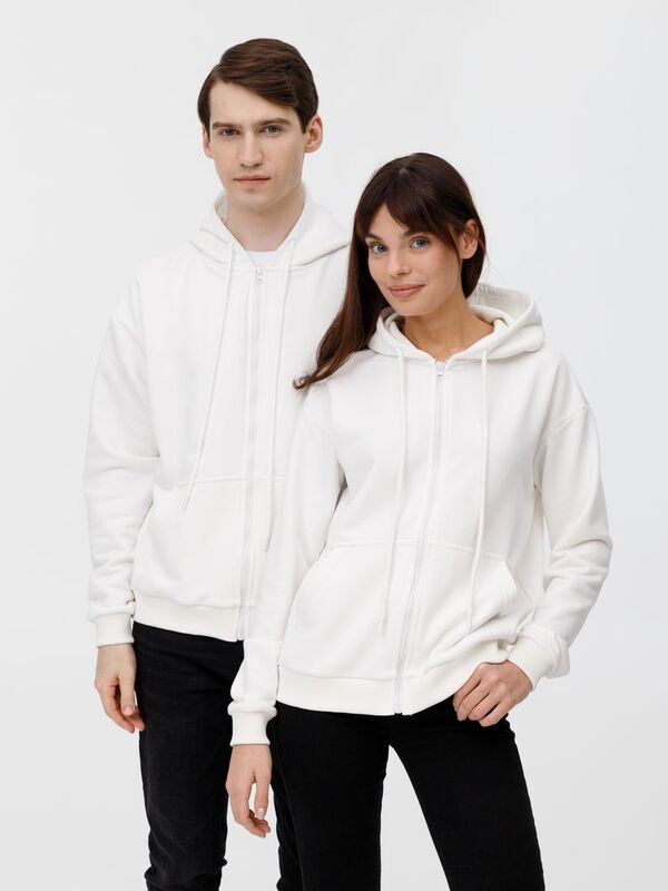 Толстовка унисекс оверсайз на молнии Zippy Terry, белая арт.19883.60
