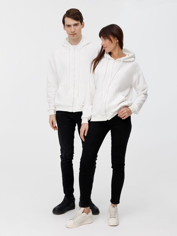 Толстовка унисекс оверсайз на молнии Zippy Terry, белая арт.19883.60
