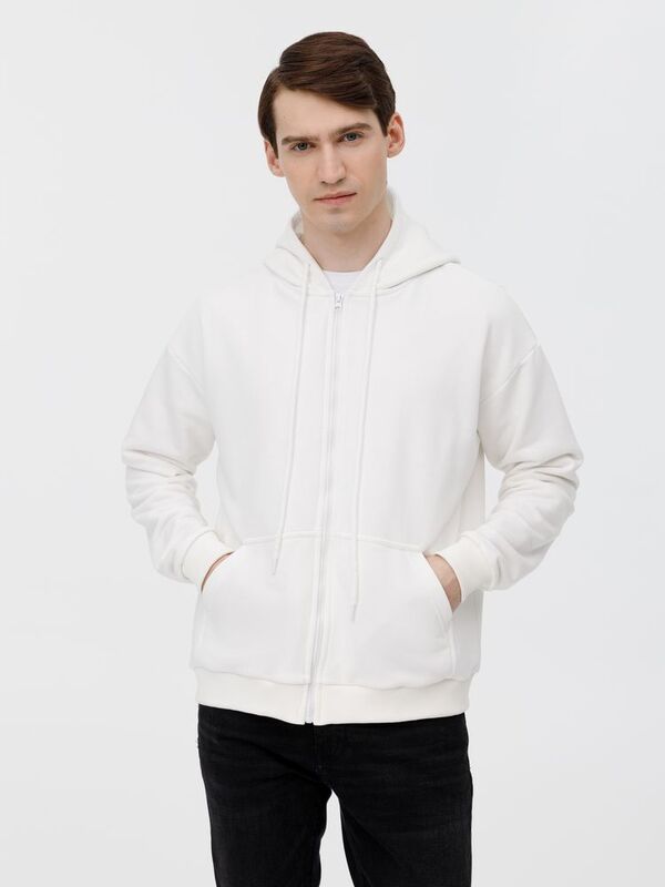Толстовка унисекс оверсайз на молнии Zippy Terry, белая арт.19883.60