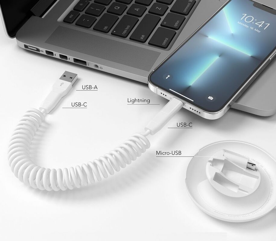 Кабель Vonmahlen Allroundo Eco для быстрой зарядки, белый арт.20777.60