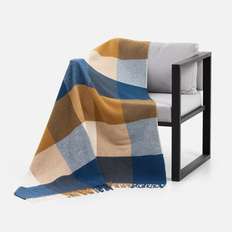 Плед Fleco, синий с коричневым арт.18368.45