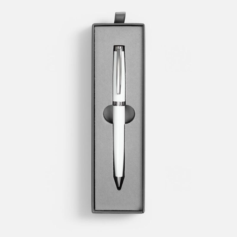 Ручка шариковая Letra Chrome в футляре, белая арт.21075.60