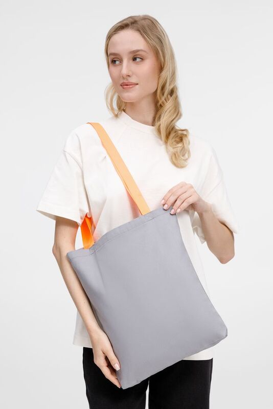 Шопер B4, серый с оранжевыми ручками арт.19214.11