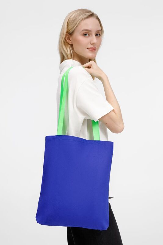 Шопер B4, синий с зелеными ручками арт.19214.41