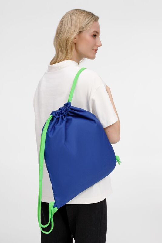 Рюкзак B3, синий с зелеными лямками арт.19217.41