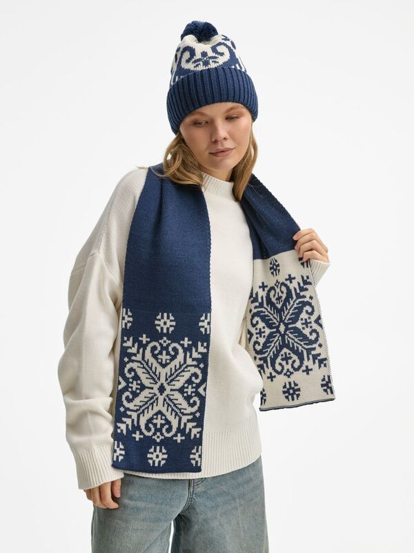 Шапка Wintertude, синяя с белым арт.21284.46