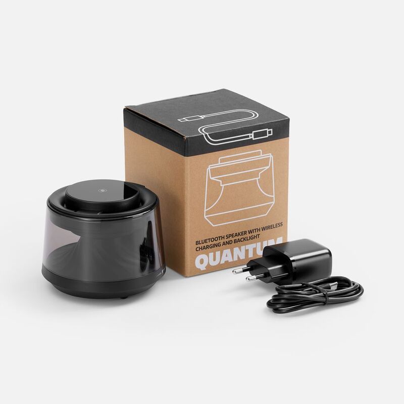 Bluetooth-колонка с подсветкой и беспроводной зарядкой Quantum, черная арт.18395.30