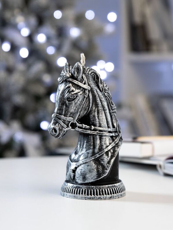 Свеча фигурная &laquo;Бюст лошади&raquo;, серебристая арт.20332.10