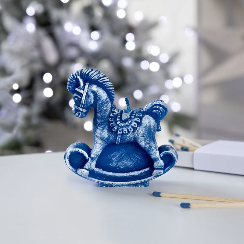 Свеча фигурная &laquo;Лошадка-качалка&raquo;, синяя арт.20333.40