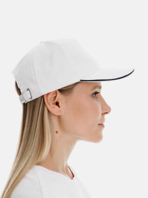 Бейсболка Classic 2.0, белая с темно-синим кантом арт.21848.64