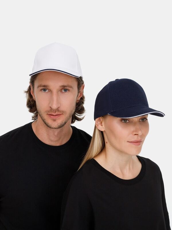 Бейсболка Classic 2.0, белая с темно-синим кантом арт.21848.64