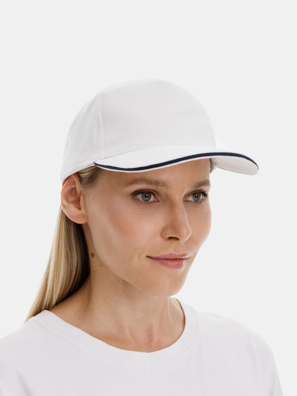 Бейсболка Classic 2.0, белая с темно-синим кантом арт.21848.64