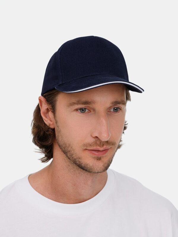 Бейсболка Classic 2.0, темно-синяя с белым кантом арт.21848.46
