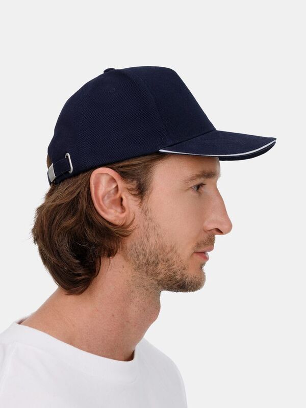 Бейсболка Classic 2.0, темно-синяя с белым кантом арт.21848.46