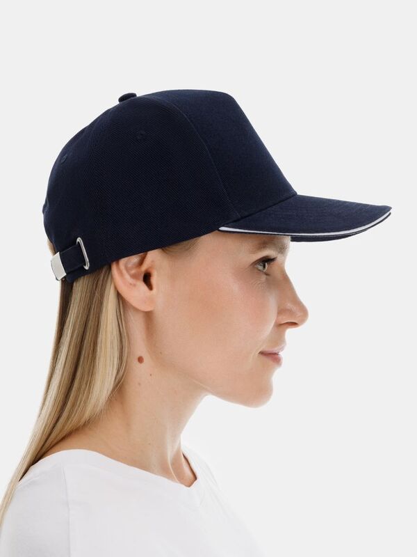 Бейсболка Classic 2.0, темно-синяя с белым кантом арт.21848.46