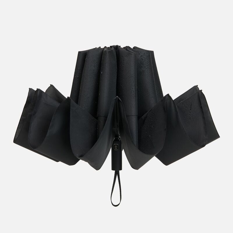 Зонт обратного сложения twoGether с двойным куполом, черный арт.22330.30