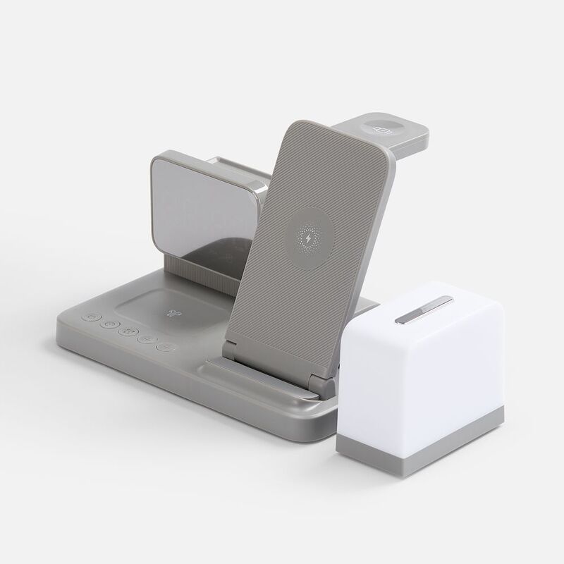 Зарядная станция с электронными часами и подсветкой Large Charge ver.3, серая арт.18647.10