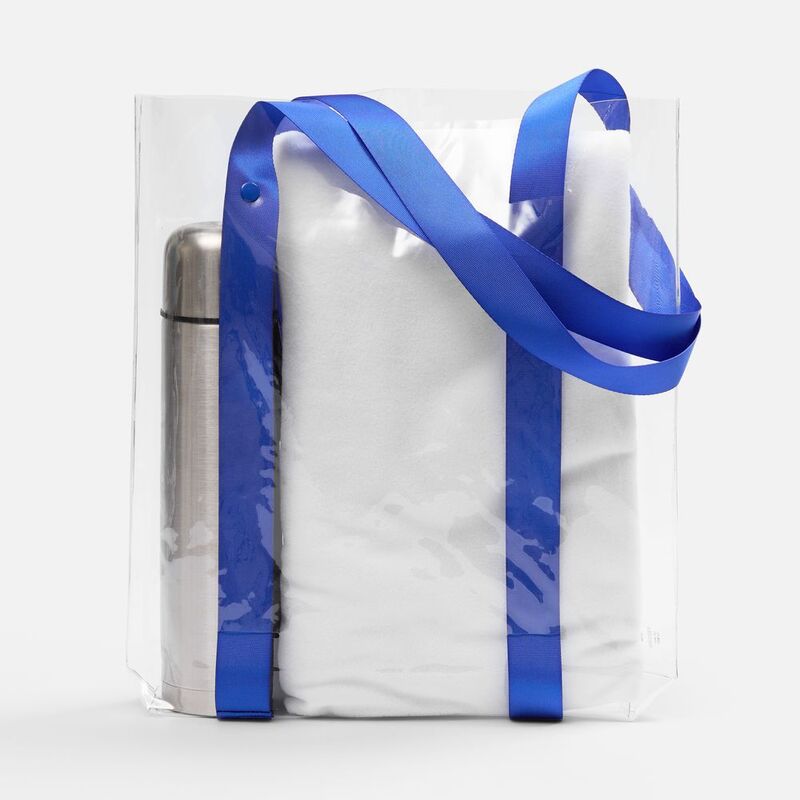 Шопер Clear Fest, ver.2, прозрачный с синими ручками арт.19938.44