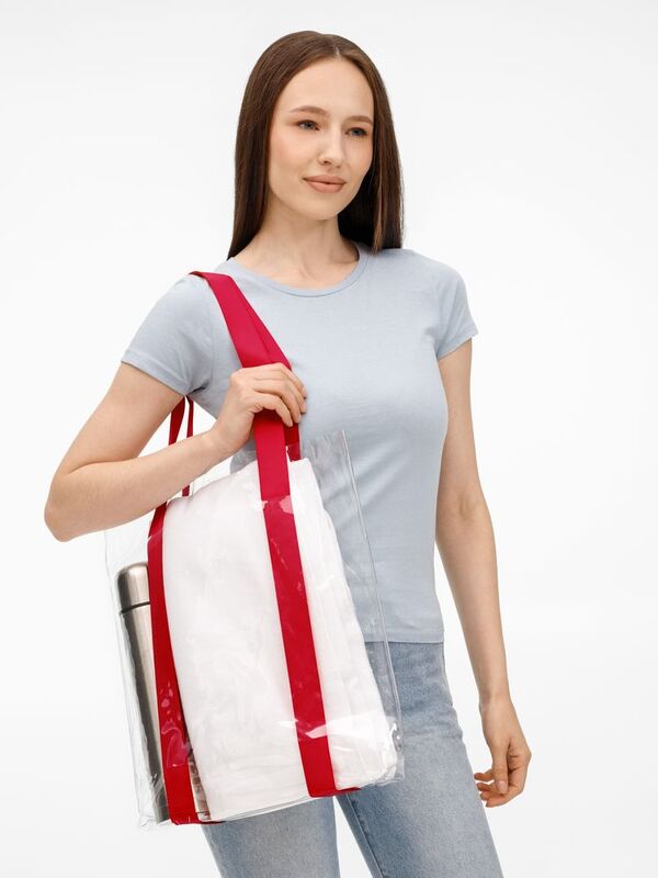 Шопер Clear Fest, ver.2, прозрачный с красными ручками арт.19938.50