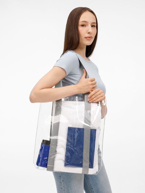 Шопер Clear Fest, ver.2, прозрачный с серыми ручками арт.19938.10