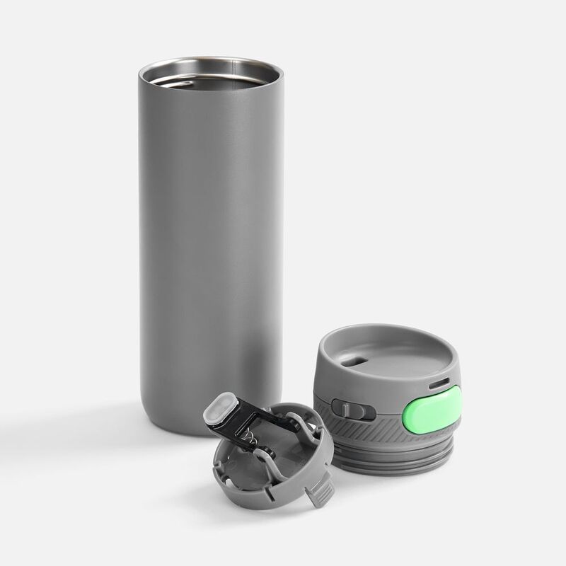 Термостакан X1 с цветной кнопкой, серый с зеленым арт.19941.18