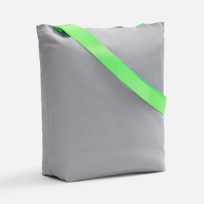 Шопер B5, серый с широкими зелеными ручками арт.19268.94
