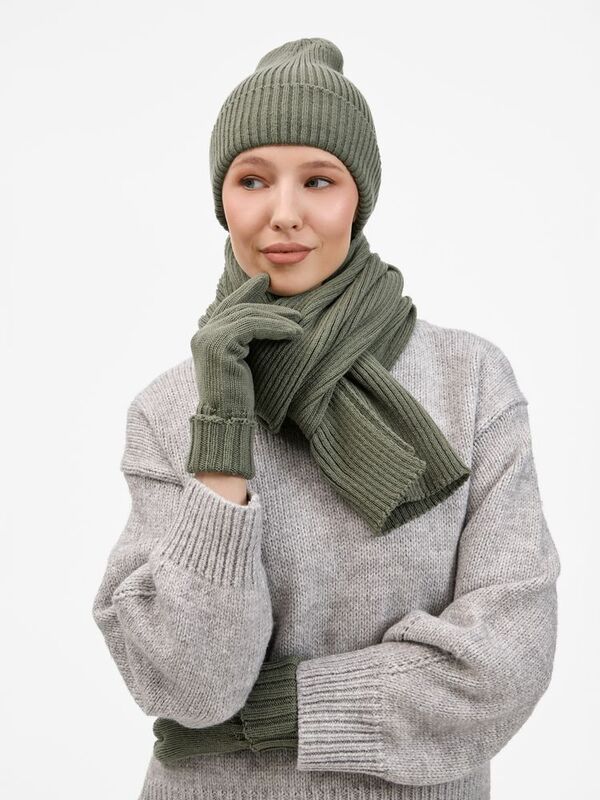 Шапка Catch Match без помпона, зеленая (полынь) арт.20385.93